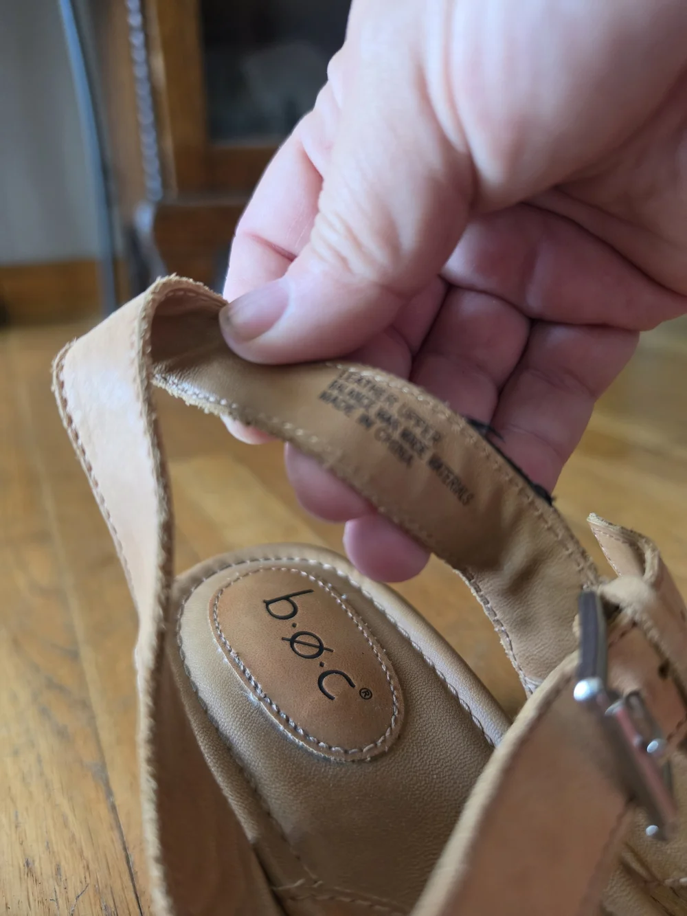 b.o.c Tan Leather Platform Sandals